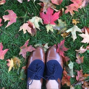 Restricted Navy and Tan Loafers
